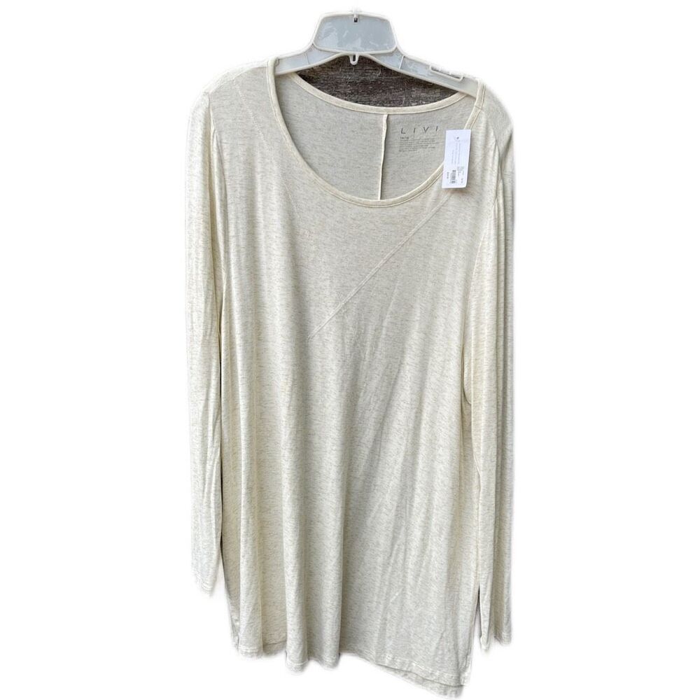 Liv 14/16 oatmeal scoop neck lightweight semi sheer tunic